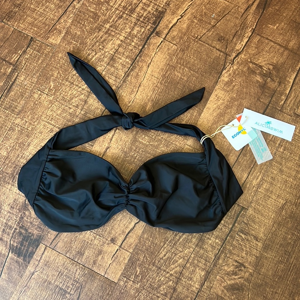 NEW with tags Alicia Swim Karen black bikini top swimsuit adjustable straps